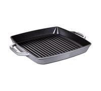 STAUB Rechteckige Grillpfanne mit zwei Griffen, Grau Sartén Parrilla Cuadrada con Dos Asas, Color Gris Grafito, 33 cm, Hierro Fundido