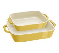 STAUB Juego de 2 cacerolas rectangulares de cer mica para gratinar, de gres, color citrino, 2 piezas