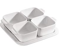 STAUB Juego de platos de cerámica blanca de 19 x 19 cm, 5 piezas, con botón a presión, ideal para aperitivos, salsas, encurtidos, especias, lavavajillas y microondas