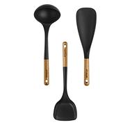Staub Juego de utensilios de cocina de silicona con mango de madera, 3 piezas