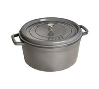STAUB Asador/Cocotte de hierro fundido, Redondo 30 cm, 8,35 L, Gris grafito