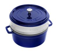 STAUB Cacerola/Cocotte con Vaporera de Hierro Fundido, Diámetro de 26 cm, 5,2 L, Esmaltado Interior Negro, Azul Oscuro