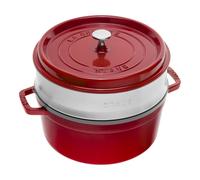 Staub La Cocotte Cocotte con vaporera 26 cm, redondo, Cereza, Hierro fundido