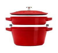 STAUB La Cocotte - Juego de cacerolas (2 piezas, redondas, hierro fundido), color rojo