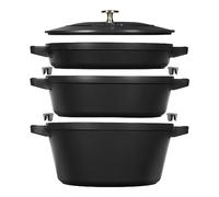 STAUB La Cocotte - Juego de cacerolas (3 piezas, hierro fundido), color negro
