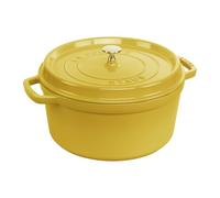 STAUB - Olla de hierro fundido esmaltado con tapa, todos los fuegos incluyendo inducción, 4 personas, redonda, 24 cm, 3,70 L, 4,7 kg, limón
