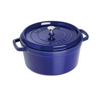 STAUB Olla de hierro fundido Staub redonda. tres capas de esmalte 6.7 l azul oscuro