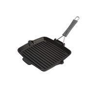 STAUB Sartén de hierro fundido con mango de silicona, Apta para inducción, Cuadrada de 24 cm, Negro