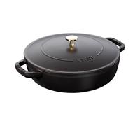 STAUB Cacerola Rustidera de Hierro Fundido Redonda, Tapa con Diseño Chistera y Sistema de Autorrociado, Diámetro de 28 cm, 3,7 L, Negro