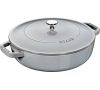 STAUB Sartén para Brasear, Olla de Hierro Fundido 28 cm, 3,7 L, Inducció | Made in France, Chistera con Tapa Aroma Rain, Para Todo Tipo de Cocinas, Gris-Grafito