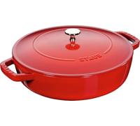 STAUB Sartén para Brasear, Olla de Hierro Fundido 28 cm, 3,7 L, Inducción | Made in France, Chistera con Tapa Aroma Rain, Para Todo Tipo de Cocinas, Rojo-Cereza