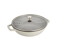 STAUB Sartén wok Staub de hierro fundido con tapa de vidrio Ø30 cm White truffle