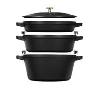 STAUB Set de ollas y sartenes Staub apilables 5 piezas Negro