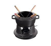 STAUB Set de fondue con 4 tenedores, Apto para fondue de queso, chocolate y carne, Hierro fundido, Negro, 16 cm