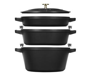 Staub Stackable Set Batería de cocina 3-pzs, Hierro fundido