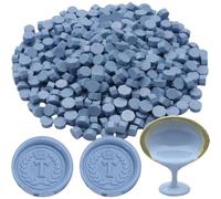 Staubblau - Lote de 300 cuentas de cera octogonal para invitaciones, tarjetas, sobres, paquetes de vino, envoltorios de regalo (polvo azul)