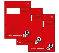 Staufen Bloc de hojas de trabajo, DIN A4, línea 22 (5 mm cuadrados), 50 hojas, 4 agujeros, papel de 90 g/m², paquete de 3