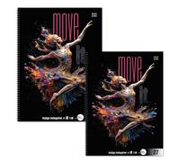 Staufen bloc universitario Move it Tänzerin - 2 blocs de 80 hojas cada uno, regla tamaño 27 (9 mm rayada con líneas de margen), DIN A4, 4 agujeros, papel de 70 g/m²