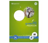 Staufen Cuaderno escolar Green - DIN A5, líneas 8f (5 x 7 mm con margen), 16 hojas, papel reciclado de 90 g/m², esquinas redondas que evitan orejas de burro, 3 diseños diferentes (no es posible