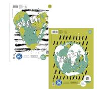 Staufen Design College, DIN A4, portada con 2 motivos, regla tamaño 28 (5 mm cuadriculada con líneas de margen), 80 hojas, 4 agujeros, papel reciclado premium blanco 70 g/m², 5 unidades