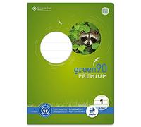 Staufen Green Heft - Cuaderno DIN A4, línea 1 (5/5/5 mm a rayas), 16 hojas, papel reciclado de 90 g/m², esquinas redondas que evitan orejas de burro, 4 diseños diferentes (no se puede elegir), 1