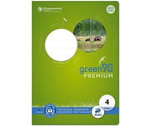 Staufen Green Heft - Cuaderno DIN A5, lineado 4 (rayas), 16 hojas, papel reciclado de 90 g/m², esquinas redondas para evitar "orejas de burro", 1 unidad
