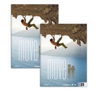 Staufen Move it Escalada - 2 blocs de 80 hojas cada uno, rayado 28 (cuadrado de 5 mm con líneas en los márgenes), DIN A4, encuadernación cuádruple, papel de 70 g/m²