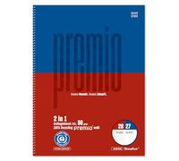 Staufen Premio college pad TWICE - 5 blocs de 80 hojas cada uno, DIN A4, rayado 27 (rayado) + rayado 28 (cuadriculado), 4 agujeros, papel reciclado de 90 g/m²