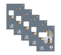 Staufen Style Cuaderno escolar LIN 28-5 blocs de 50 hojas cada uno, DIN A4, 70 g/m², cuadriculado con líneas de margen (5 mm), 4 agujeros