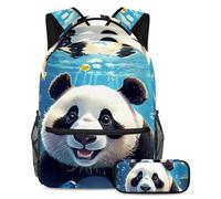 Stay Ahead of The Class, mochila con estuche para lápices, juego de 2 mochilas escolares imprescindibles para niños, niñas y adolescentes, adorable panda nada bajo el agua, Multicolor#08,