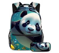 Stay Ahead of The Class, mochila con estuche para lápices, juego de 2 mochilas escolares imprescindibles para niños, niñas y adolescentes, adorable panda nada bajo el agua, Multicolor#02,