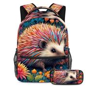 Stay Ahead of The Trends, juego de 2 mochilas escolares con mochila de gran capacidad y estuche para lápices, mapache de dibujo de color, Multicolor#06, B：29.4x20x40cm P：19x7.5x3.8cm, Mochilas