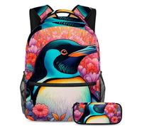 Stay Ahead of The Trends, juego de 2 mochilas escolares con mochila de gran capacidad y estuche para lápices, mapache de dibujo de color, Multicolor#08, B：29.4x20x40cm P：19x7.5x3.8cm, Mochilas de día