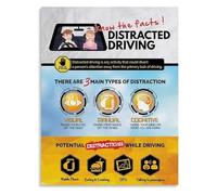 Stay Alert Behind Wheel Poster Distraction Dangers for Office or School