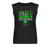Stay at 127.0.0.1 Wear A 255.255.255.0 Stay at Home Computer Nerd Coding Sleeveless T-Shirt Man's Fashion Cotton Black Vest Tank Clothes, Negro , 3XL