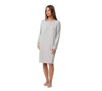 STAY AT HOME Camisón Mujer Invierno 61% Poliéster, 34% Viscosa, 5% Elastano - Camisón de Mujer con Tapeta y Botones, Detalle Flocado y Raya Tejida, Punto Suave de Caída Fluida, Color Gris, Talla L
