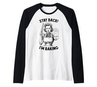 Stay Back I'm Baking, divertida panadera retro vintage, cocinera Camiseta Manga Raglan