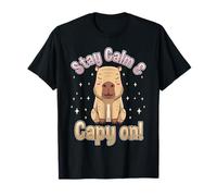 Stay Calm and Capy On Funny Cute Capybara Cita Camiseta