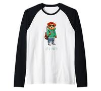 Stay Childish Let's Party, Funny Boys Girls Teddy Bear Style Camiseta Manga Raglan