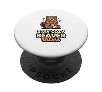 Stay Cozy Beaver Vibes - Peluche de Castor PopSockets PopGrip Adhesivo