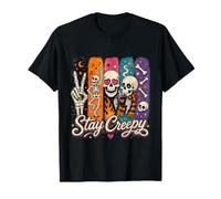 Stay Creepy Funny Skeleton Halloween Retro Spooky Camiseta