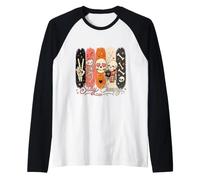 Stay Creepy Funny Skeleton Halloween Retro Spooky Camiseta Manga Raglan