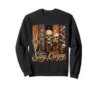 Stay Creepy Funny Skeleton Halloween Retro Spooky Sudadera