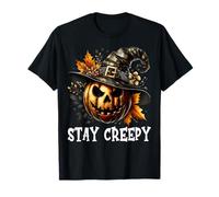 Stay Creepy Halloween Pumpkin Witch Hat For Spooky Season Camiseta
