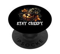 Stay Creepy Halloween Pumpkin Witch Hat For Spooky Season PopSockets PopGrip Adhesivo