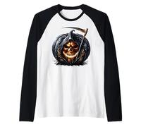 Stay Creepy Halloween Skull Graphic For Men Black Pumpkin Camiseta Manga Raglan