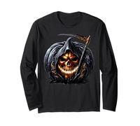 Stay Creepy Halloween Skull Graphic For Men Black Pumpkin Manga Larga