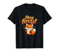 Stay Foxy Cute Fox Pun Retro Pop Art Leopard Letras Camiseta