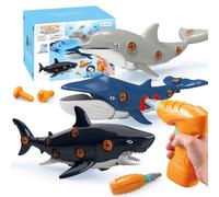 STAY GENT Animales del Océano Juguetes para Niños con Taladro Eléctrico, Tiburón Ballena Delfín Juego Marítimo Dducativos Construccion Juguete Regalos para Niños Niñas 3 4 5 7 Años Decoración de Torta