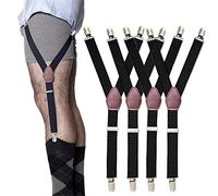 STAY GENT Camisas Estilo 2 Pares Y Manténgase Camisas de Vestir con Ligas Antideslizantes y Correas Ajustables, Negro